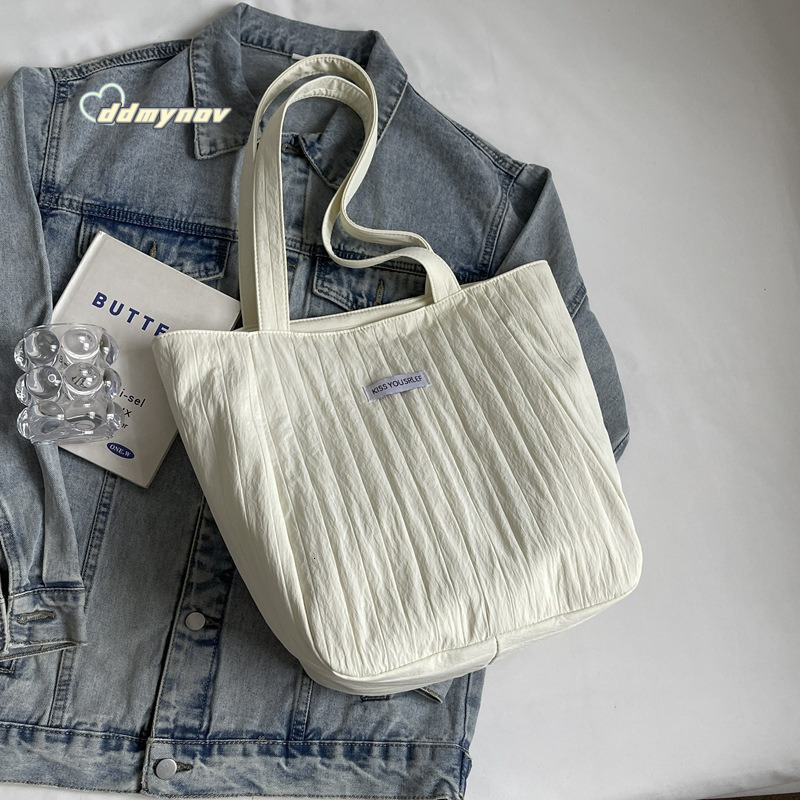 Korean Style Artistic Female College Student Commuting Shoulder Bucket New Casual Simple Handheld Tote Bag ddmynov