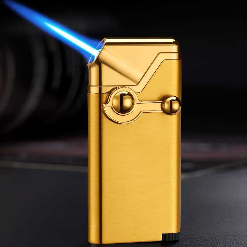 Creative Rocker Blue Flame Jet Torch Butane Gas Lighter Oblique Fire Pipe Special Smoking Accessories Gadgets For Men (No Gas))C250603