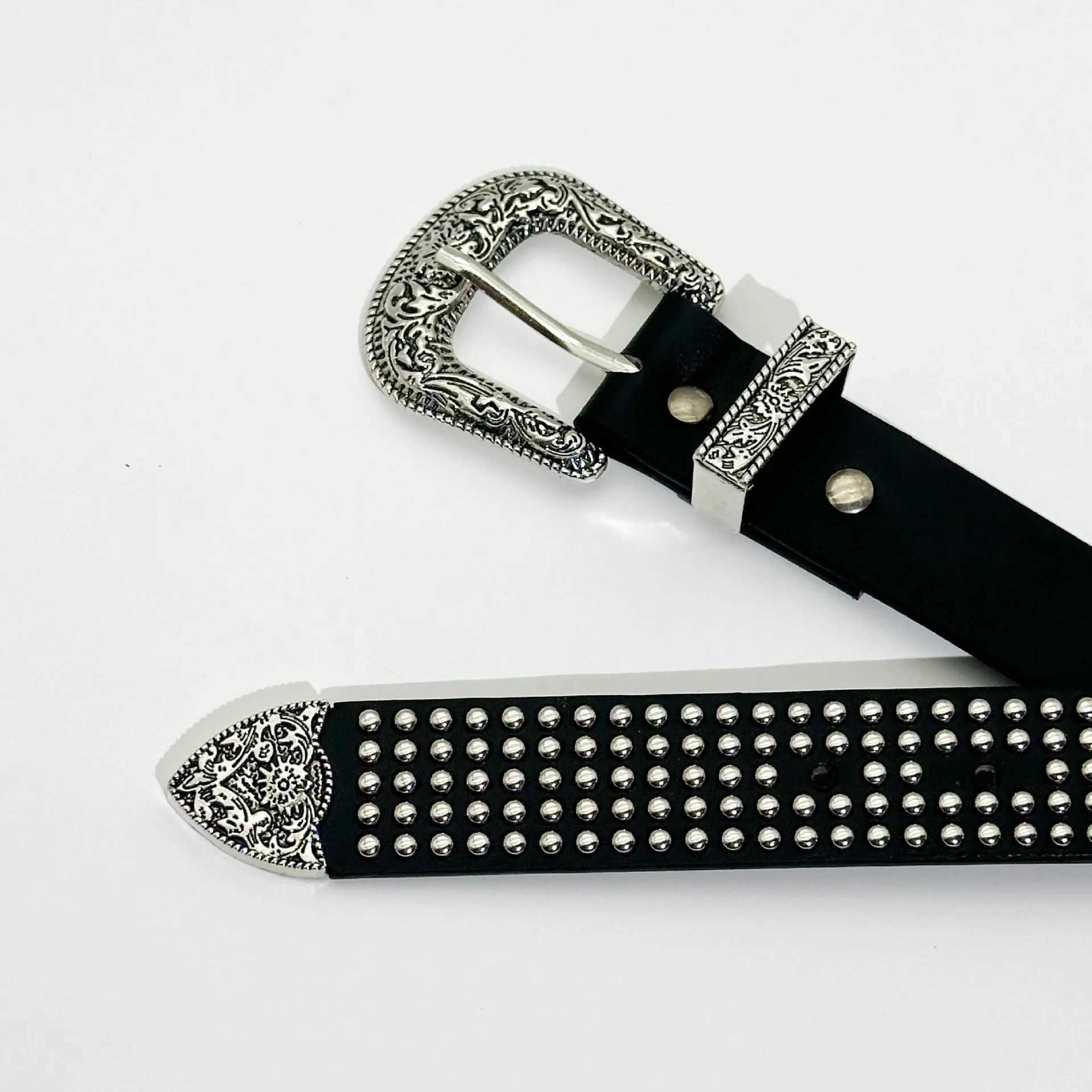 Mens Jeans Rhinestone Large Size Belt Womens Belt Western Denim Shiny Rivet Design Leather HipHop Punk Rock Y2K Style BeltXJ250602