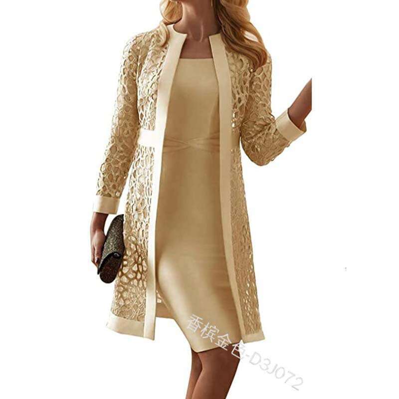New Women's Fashion Lace Cardigan Dress Two-Piece Set B5