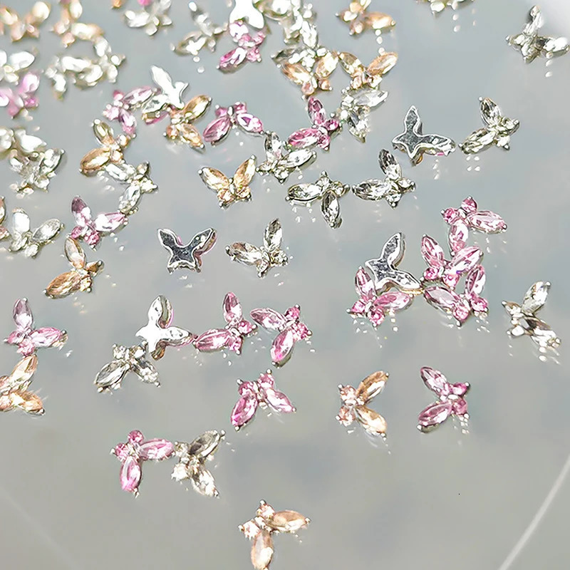10Pcs 3D Mini 4*6MM Crystal Butterfly Nail Art Charms Jewelry Accessories Alloy Rhinestones Nails Decoration Supplies 250528