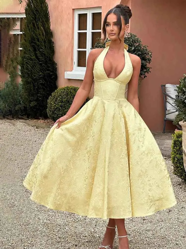 NIDANSSI White Jacquard Pleated Evening Party Dress Women Robes Backless Elegant Sexy Dress Bodycon Long Summer Dress Vestidos 250603