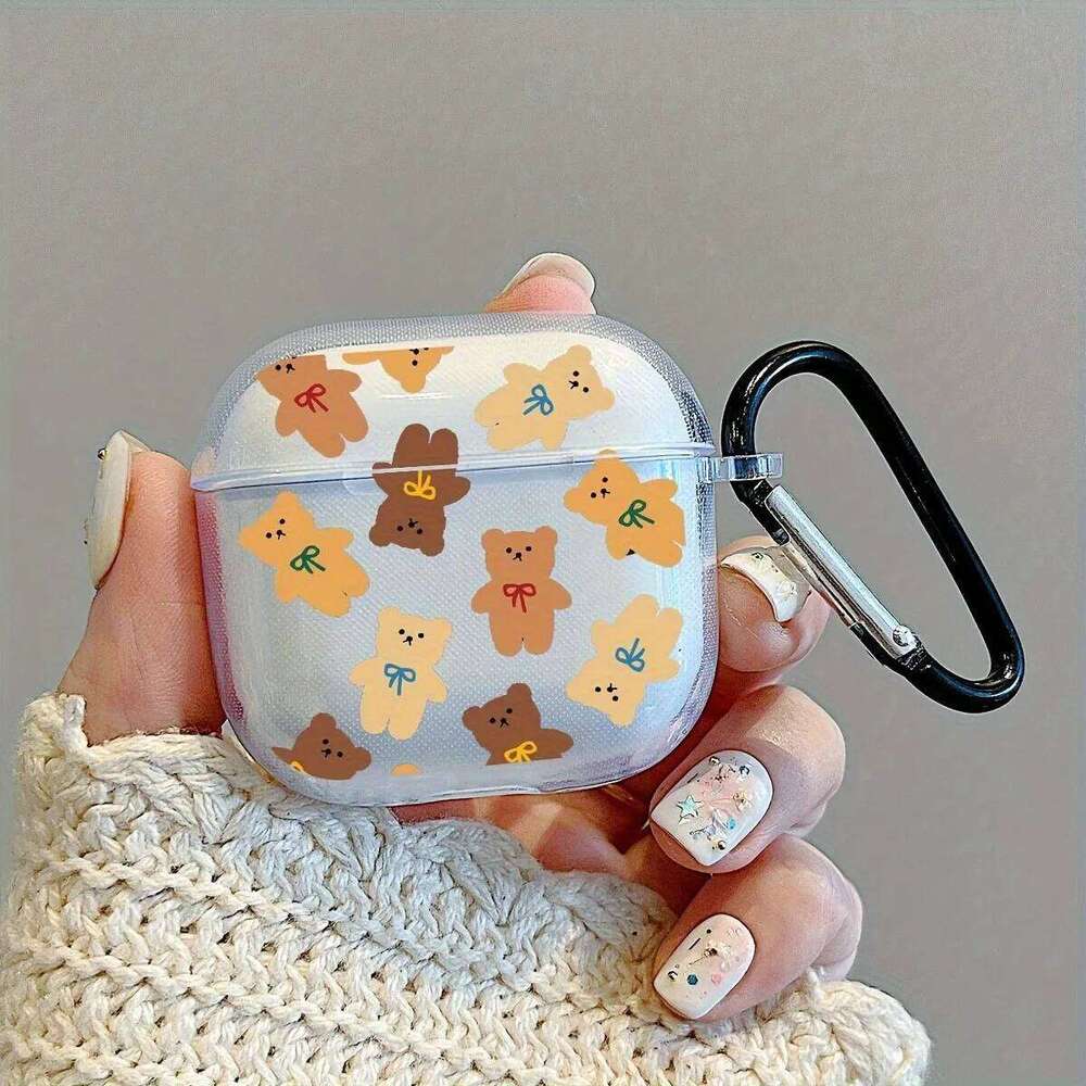 Wireless Bluetooth Case 3/4 Clear TPU Cartoon Bear Animals Pattern For Pro/Pro2 With Keychain Earphone Cover