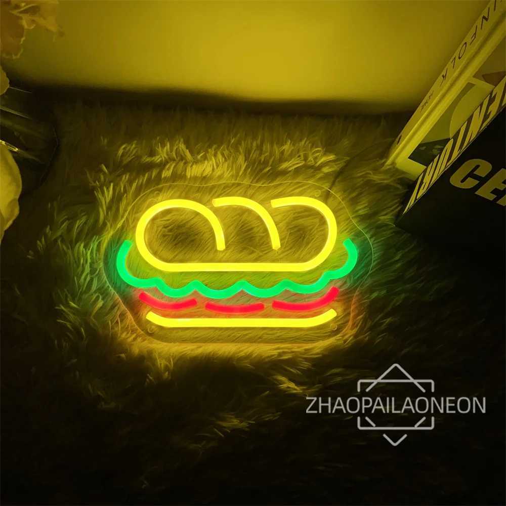 Signs Sand Neon Fast Food Neon Light Sign Restaurant Wall Decoration USB Neon Home Decor Shop Sign LED Lamp for Room Decor XJ250602