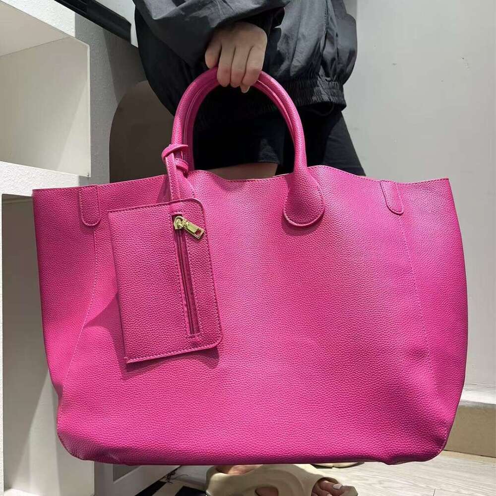 Women's bags Soft Leather Tote bag Large Capacity Simple Solid Color Trendy Shoulder Bag