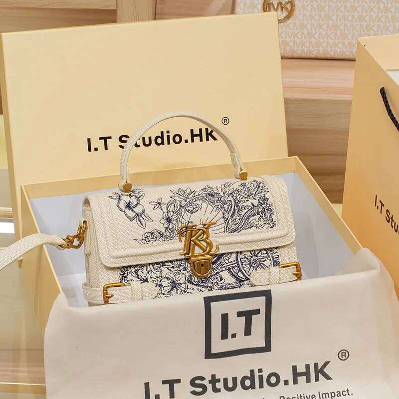 Women's handbag, women's new high-end texture summer designer single shoulder crossbody embroidered square bag