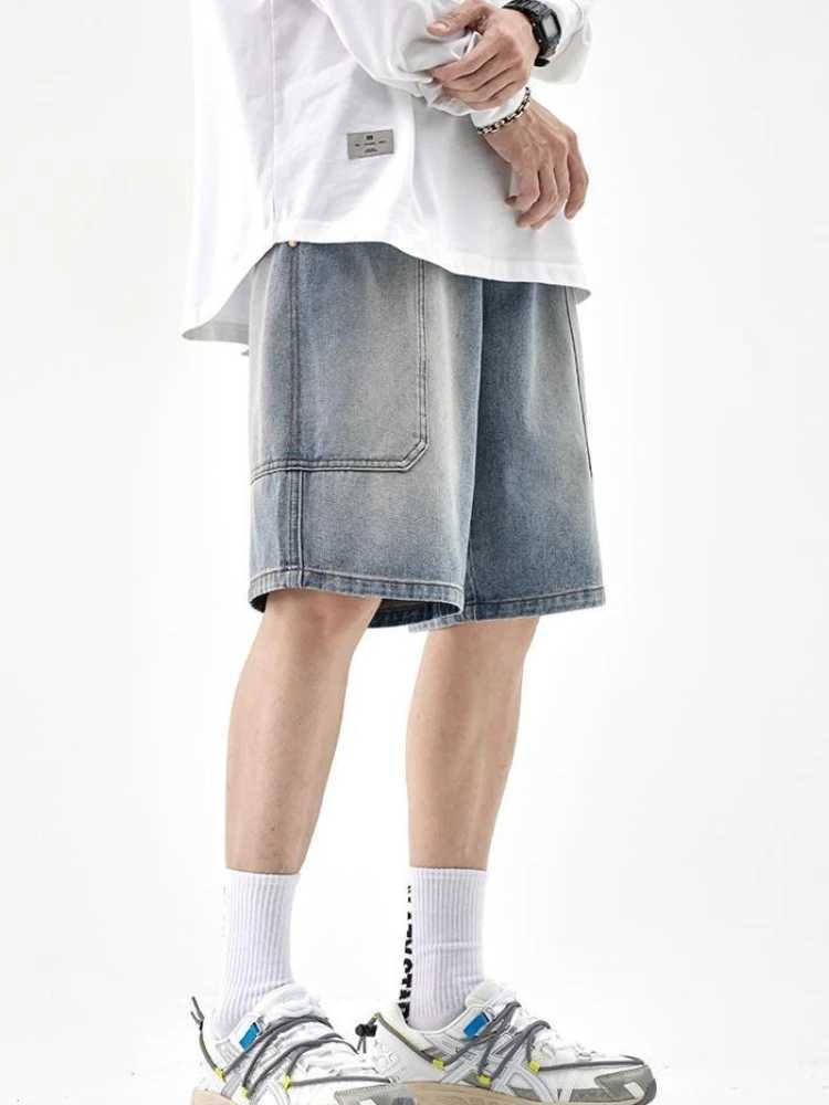 Mens Short Jeans Pants with Pockets Straight Cargo Male Denim Shorts Loose Retro Jorts Buttons New in Emo Designer Summer Thin T250603
