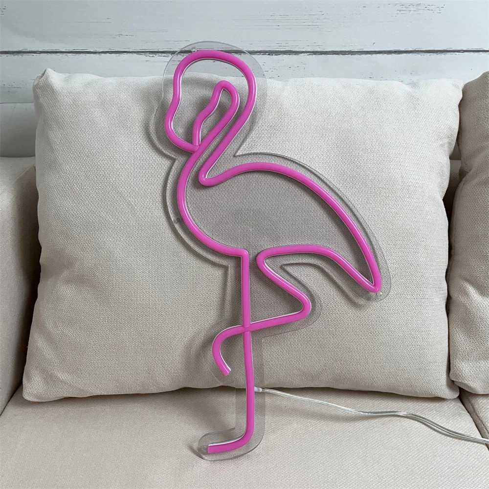 Flamingo Neon Sign Animal LED Home Bedroom Game Room Decor Indoor Ins Wall Decoration Flamingo Wall Hanging USB Neon Light XJ250602