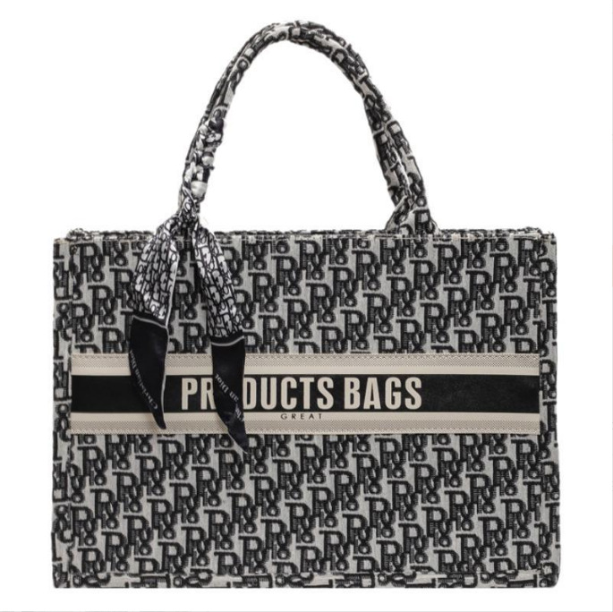 Handtote bag new trend line printed letters large capacity shoulder bag 2025