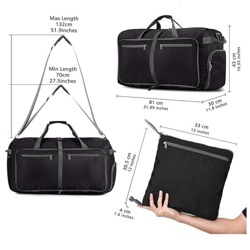 Large Capacity Foldable Travel with Shoe Compartment Sports Lightweight Waterproof Duffel Bag Suitable for Camping