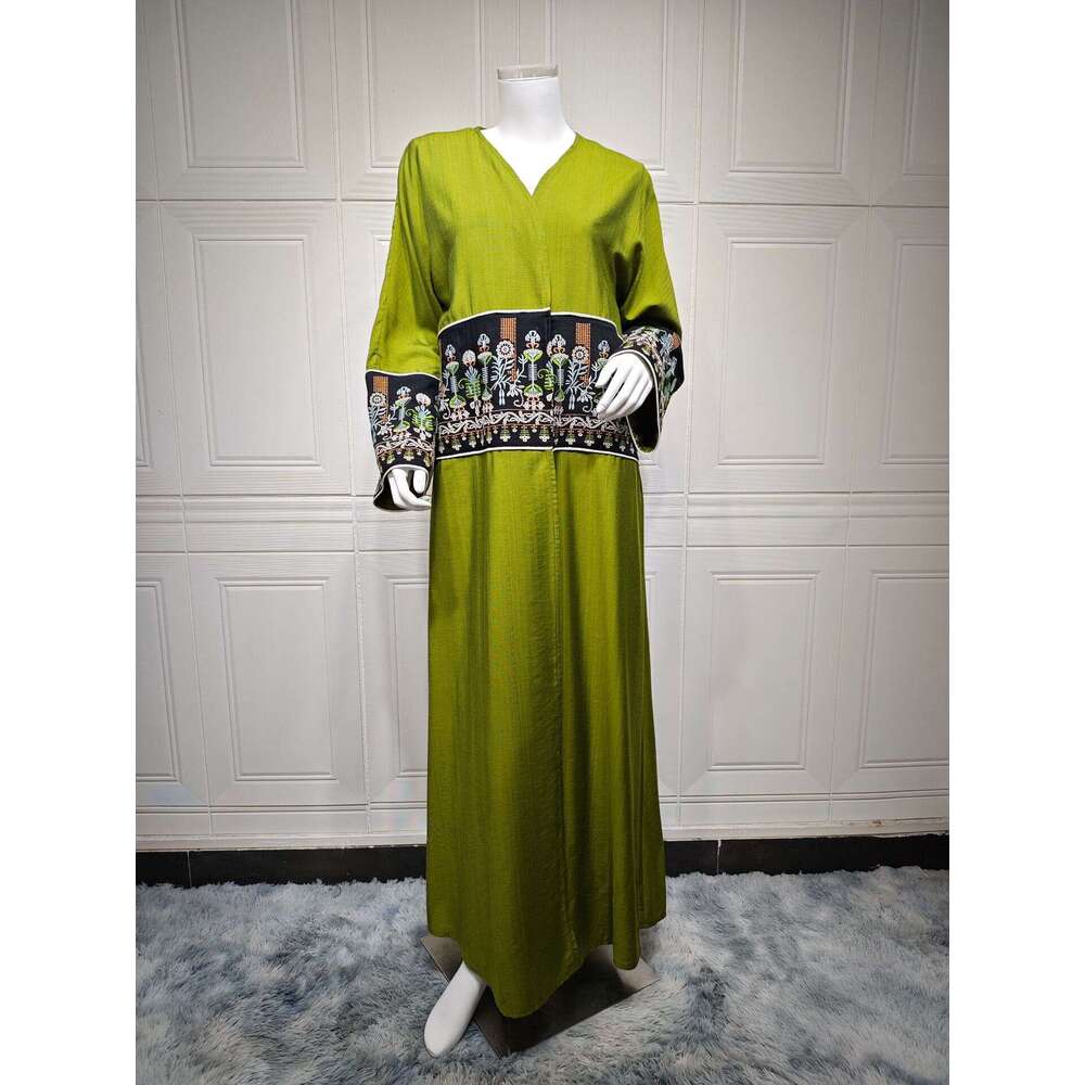 Mq131 Women's Embroidered Cardigan Robe Dubai Coat Muslim B5