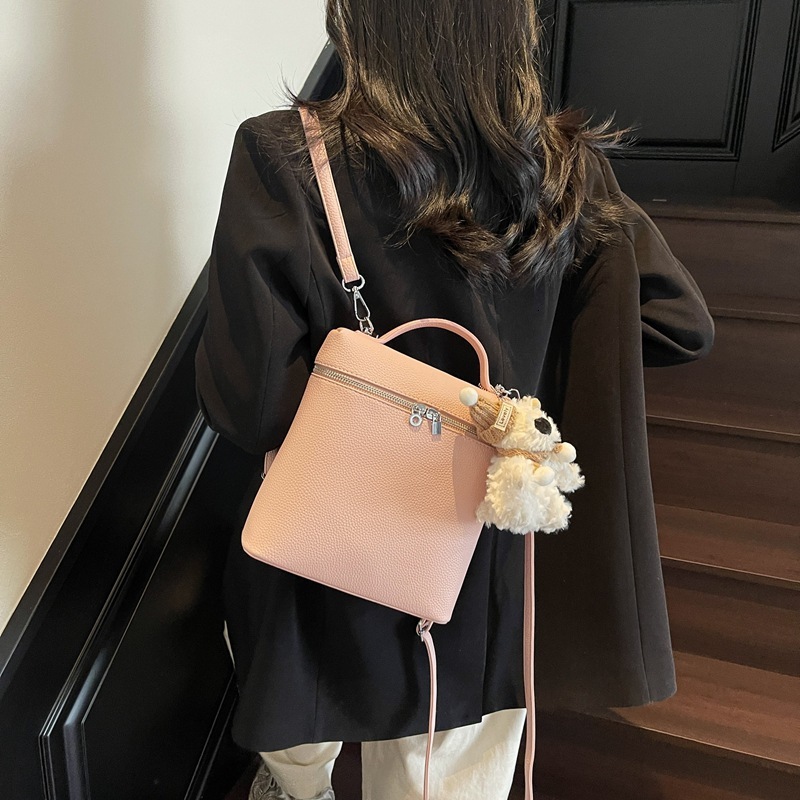 designer Korean Style Fashion Trend Lychee Pattern Backpack for Women 2025 New Simple Fresh Cute Versatile Single Shoulder Crossbody Bag