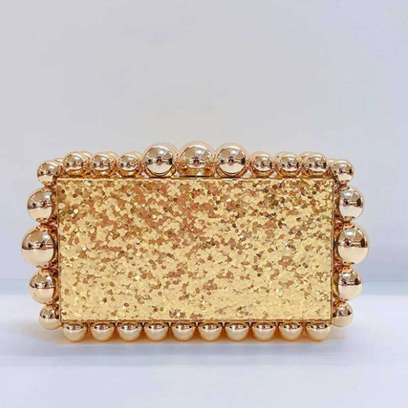 Leopard Beads Acrylic Box Evening Clutch Bag 2023 Women Designer Sequin Purses And Handbags Wedding Party Purse Clutches