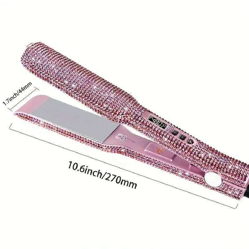 Rhinestone Flat Titanium Straightener Dual Voltage Iron Professional Hair Tools LCD Display 2 Inch Plate Irons