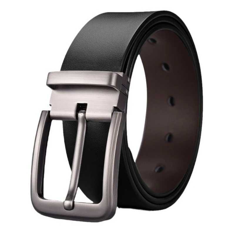 120 130 140cm Leather Cowhide Mens Belt Fashion Metal Alloy Pin Buckle Adult Luxury Brand Jeans Business Waist Male Strap BrandXJ250602