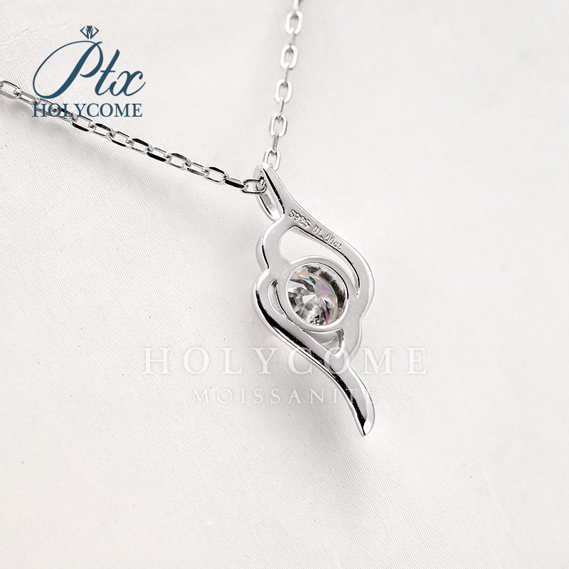 Wedding Anniversary Gift D Color VVS1 14K White Gold Plated 925 Sterling Silver Women Heart GRA 1CT Moissanite Diamond Pendant Necklace