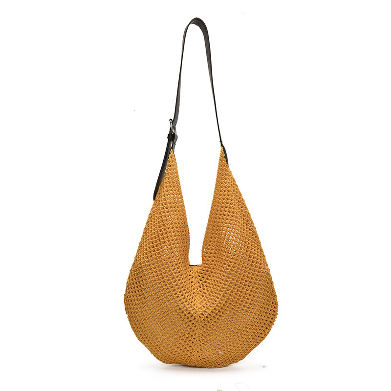 designer 2025 New Niche Ins Hollow Out Patchwork Woven Bag Summer Casual Beach Vacation Shoulder Underarm Bag