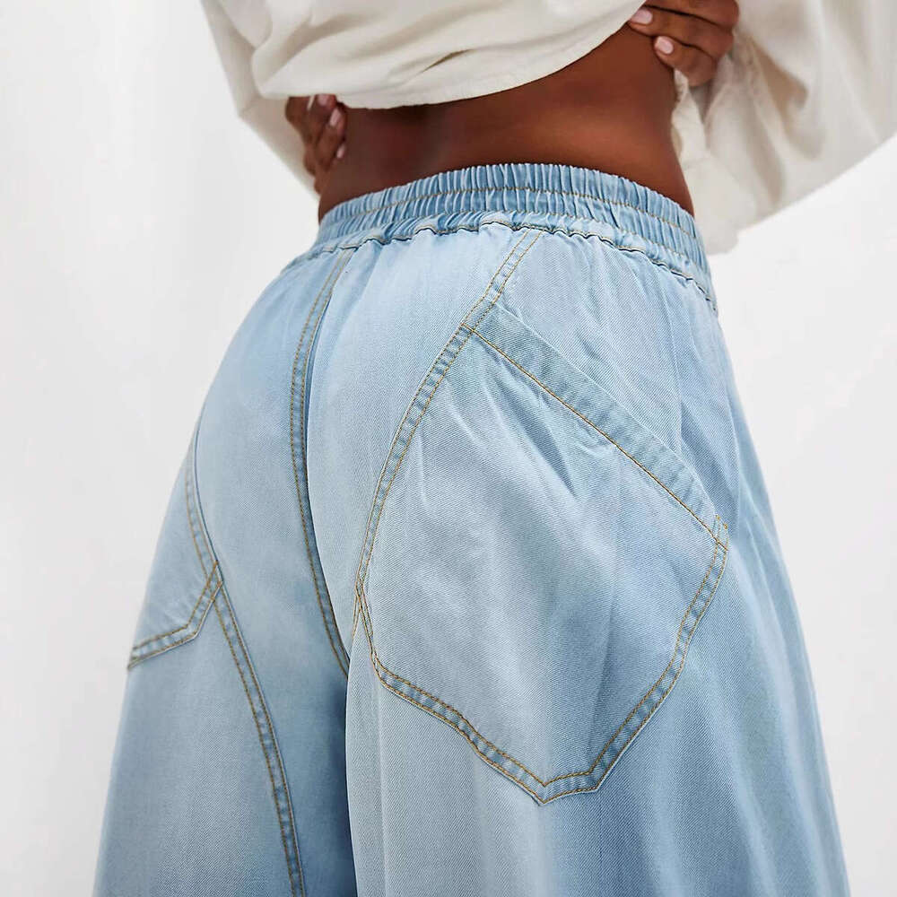 New Fashion Draped Washed Straight Loose Casual Jeans For Women B5