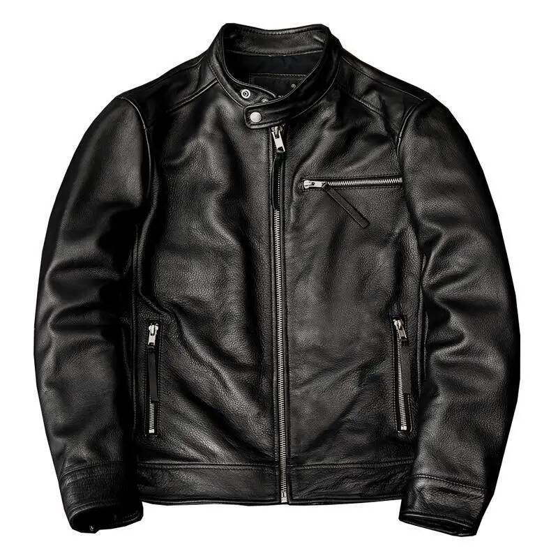Shanlidadi Spring New Casual Versatile Jacket Men's Fashion Stand-Up Collar Leather Jackets Youth