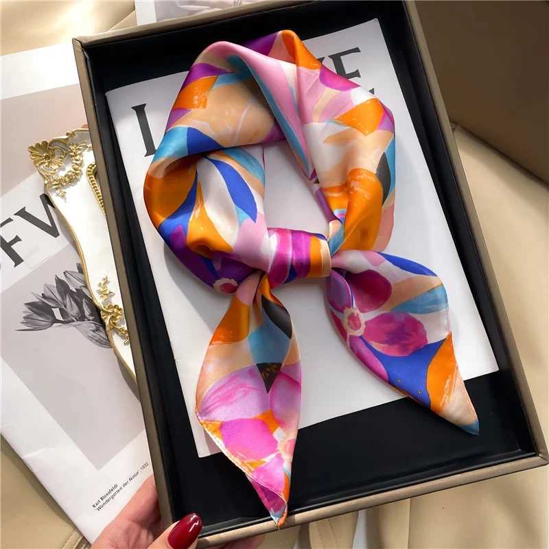 2024 Luxury Square Silk Scarf for Women Hijab Hair Bands Neckerchief Female Satin Shawl Ribbon Headband Fashion Wraps Bandana W250602