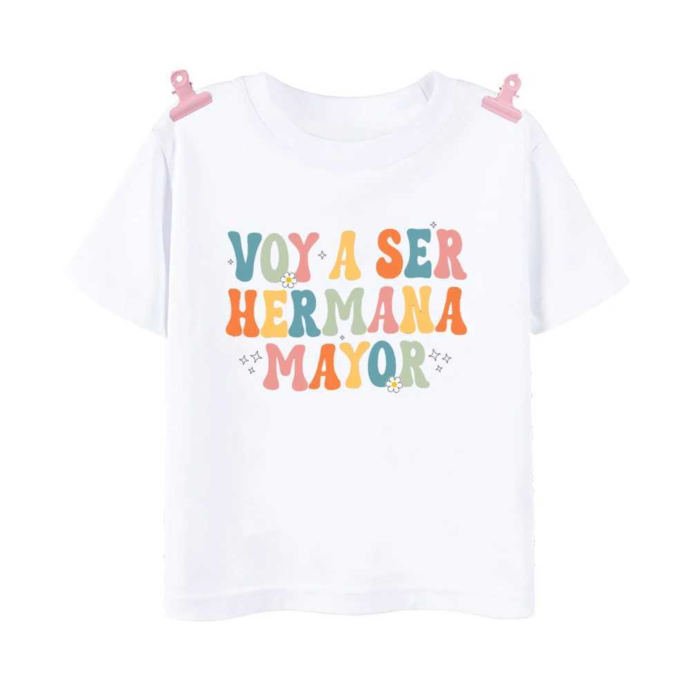 I Will Become A Big Sister Spanish Printed Shirt Big Sister T-shirt Pregnant Announcement Clothes Girls Short Sleeve Shirts Tee T250603