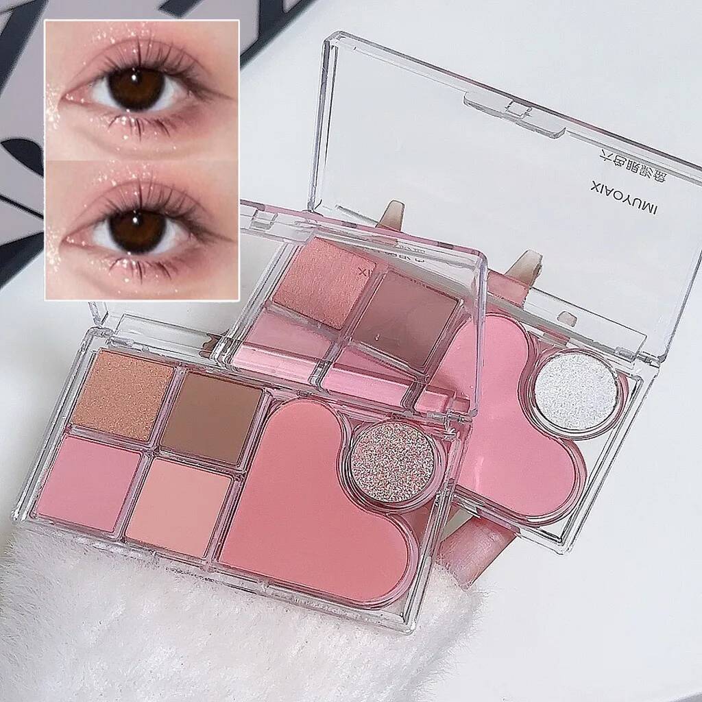 Light and integrated tray matte pearl tender pink makeup pure desire style six-color eye shadow