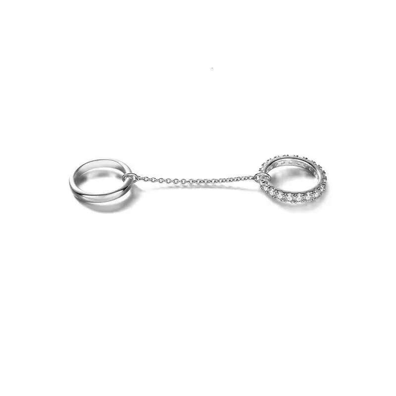new copper inlaid zircon threering stacking light luxury ring with highend chain