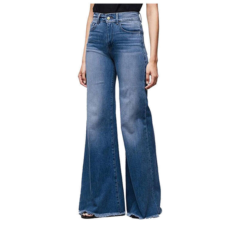 Hot Selling High Waist Hip Lift Lace-Up Flared Wide Leg Pants Jeans For Women B5