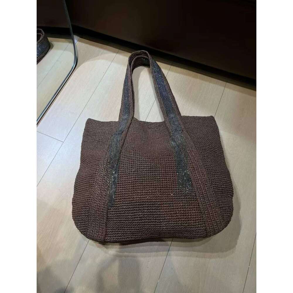 OLOEY OLOEY Spring And Summer Ladies New Hand-Woven Bags Hats Versatile Fashion Straw Beach Vacation Beaded Chain Tassels