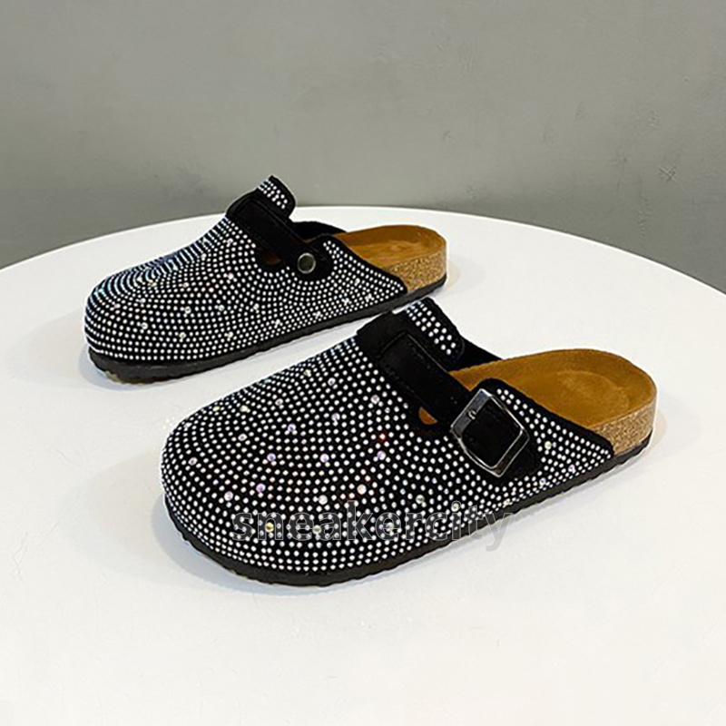 Crystal Chunky Sandals Outdoors Slippers Designer Shoes Summer Clogs Woman House Slipper Pantofle Luxury Slides Med Flip Flops Beach Flat Heels Free S