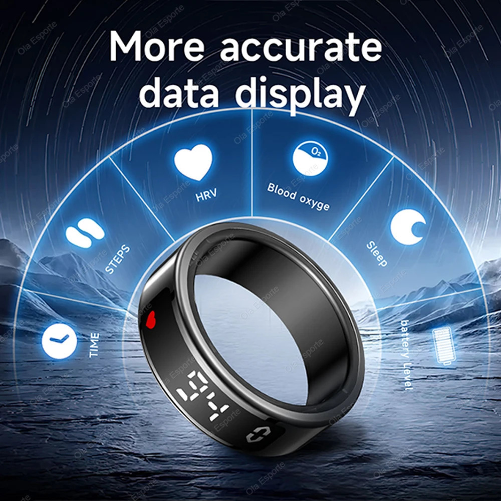For Smart Ring Display Screen Touch Health Monitor Gesture Video/Brush Tiktok 5ATM Waterproof Smartring Men Women 250526