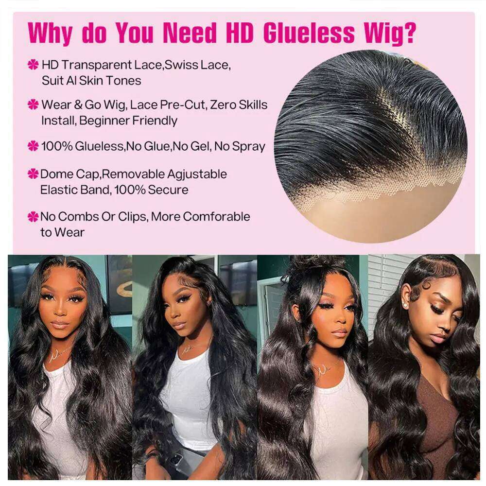 Go Body Wave 6x4 5x5 9x6 7x5 Lace Closure Glueless Wig Human Hair Ready To Wear Cut Pre plucked