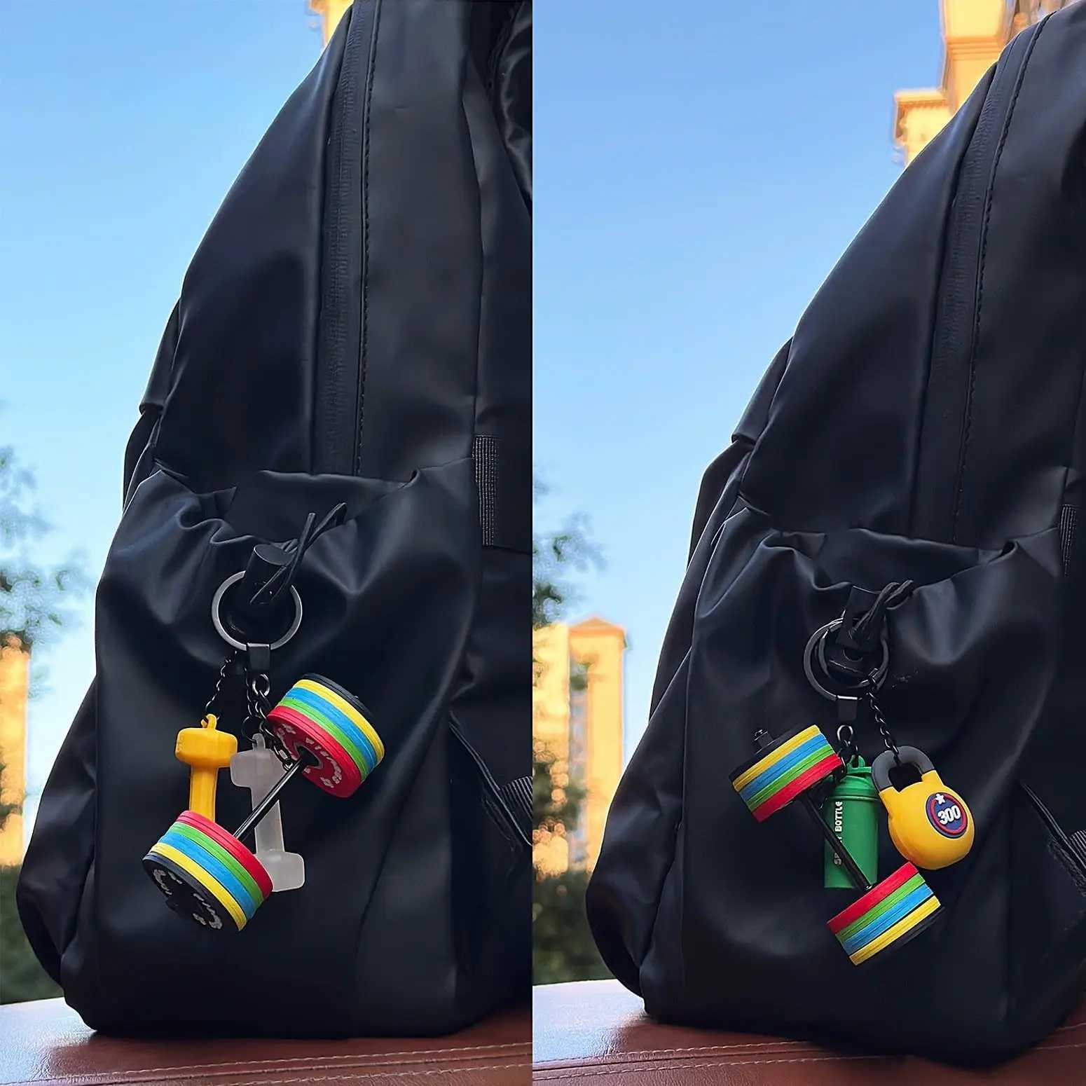 Fitness Keychain Gym Lover Barbell Key chain Weightlifting Keyring Silicone Weight Plate Gym Gifts Workout Gifts Bag Charm Backpack XJ250602