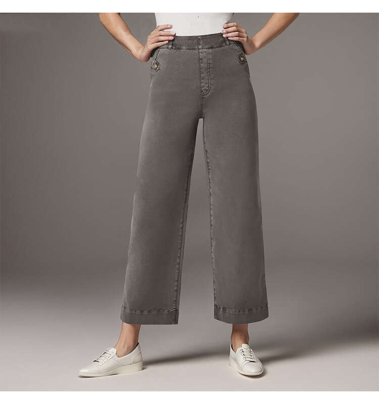 Loose Straight Wide-Leg Cropped Jeans B5