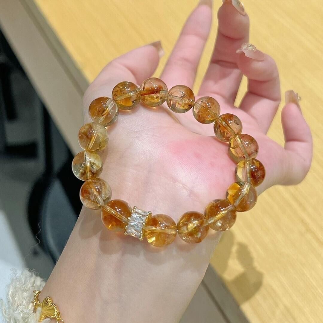 Natural crystal, pyramid yellow Asai Citrine bracelet,Citrine,wuxing implied meaning Wealth manifestation Foundation stabilization