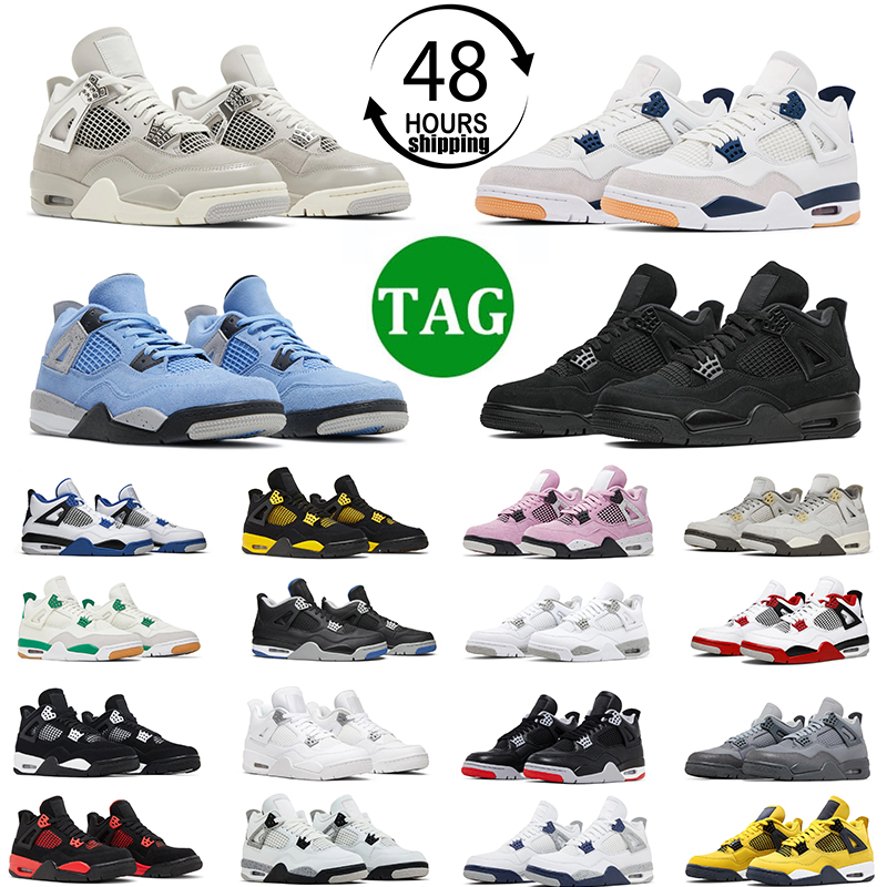4s 4 Basketball Shoes Mens Kids Sneakers Red White Cement Black Cat Fear Military Blue Bred Reimagined Navy Womens Trainers Child Sports 28-47