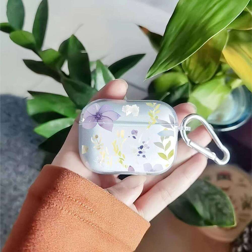 Pro/Pro2 Flowers Butterfly Clear TPU Earphone Silicone Case For 3/4 With Keychain Protector Cover