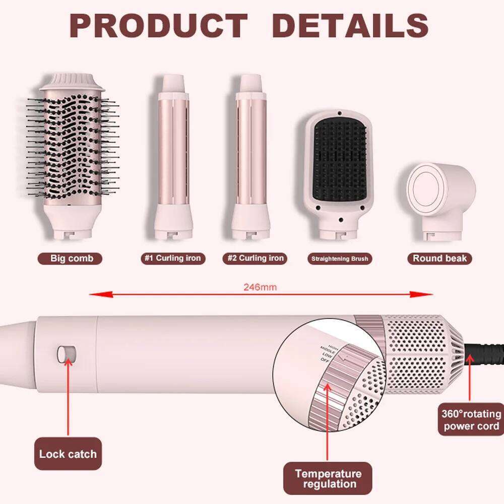 5 in 1 Professional High Speed Hot Styler, Frizz-Free Dryer Brush, No Heat Damage Air Styler Wrap - Hair