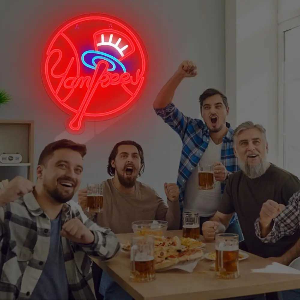 Yankees Baseball USB Powered LED Neon Sign Dimmable Neon Light Wall Decor For Room Decor Party Birthday Handmade Gift Fans XJ250602