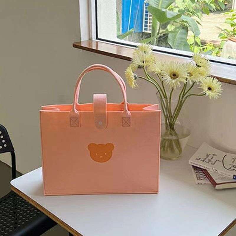 Internet Celebrity Solid Color Shopping Capacity Handbag Felt Thickened Large Special Bag with Buckle