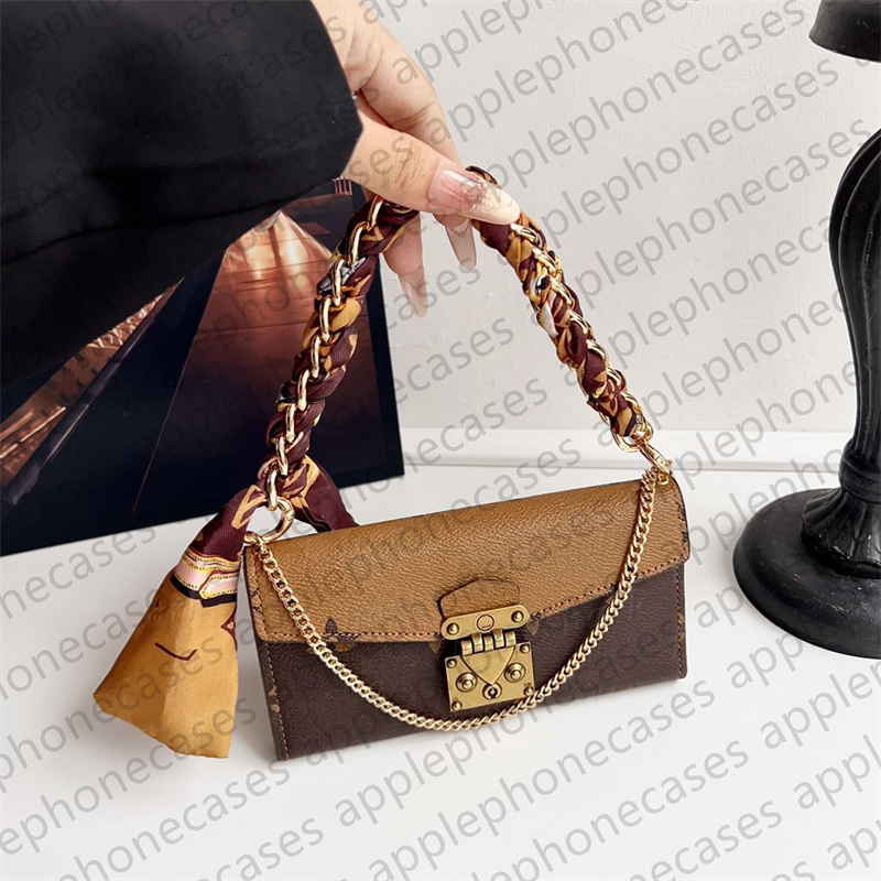 Leather Flip Wallet Phone Case Designer iPhone Case For iPhone 16 Pro Max 15 Pro 14 13 12 11 16 Plus Samsung s25 Ultra s24 S23 Case Card Holder Scarves Chain Strap Lanyard