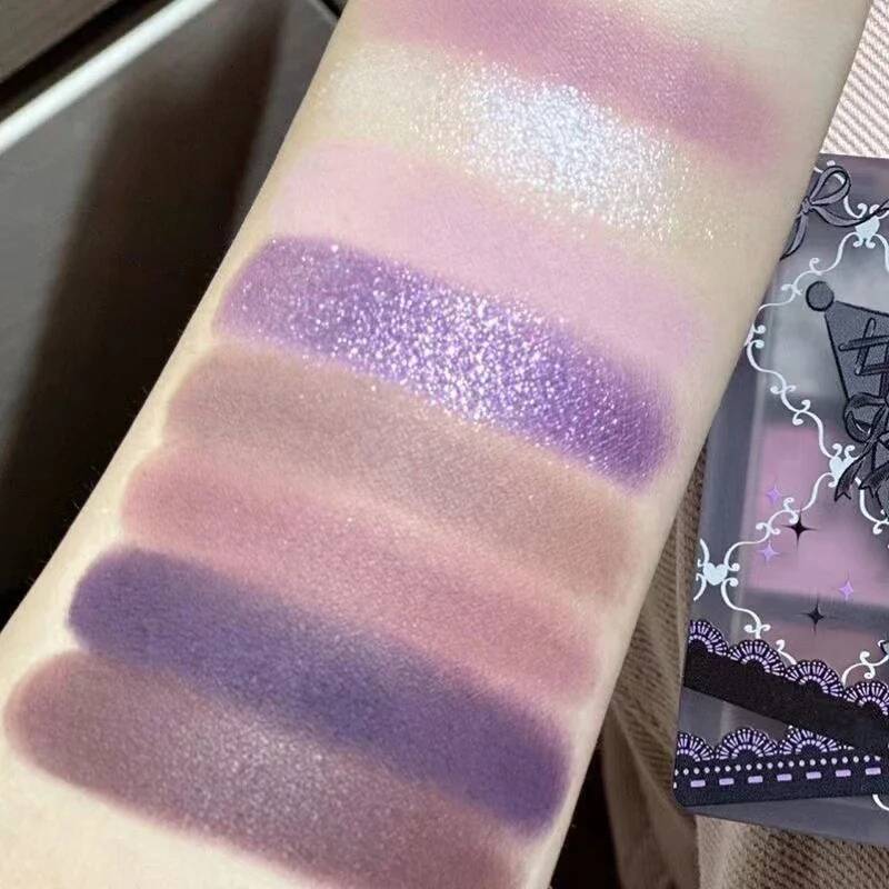 Pearlescent Matte Grey Shadow Punk Purple 9 Colors Eyeshadow Makeup Palette Glitter Eye Pigment Palett
