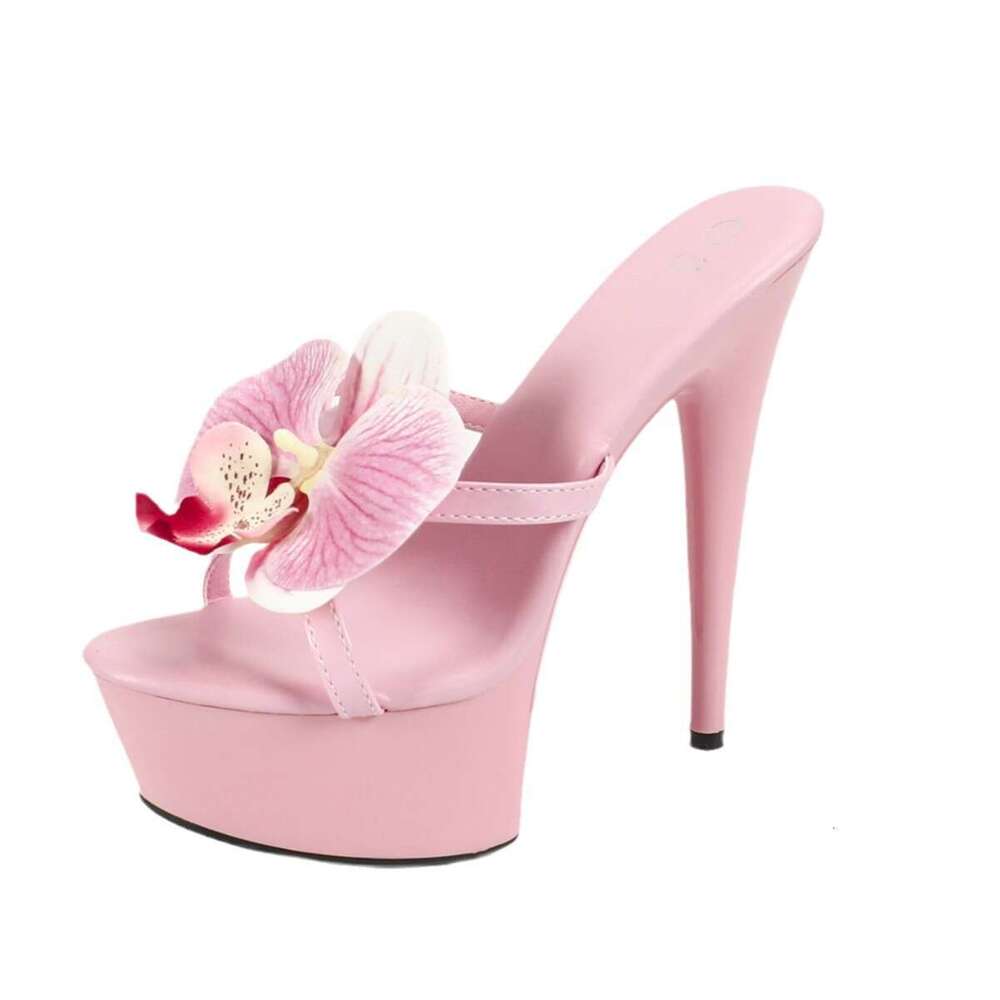 Super High Heels 8661-Q13 Music Festival Crystal Stiletto Transparent Car Flower Nightclub Heels Extreme High Platform High Heels