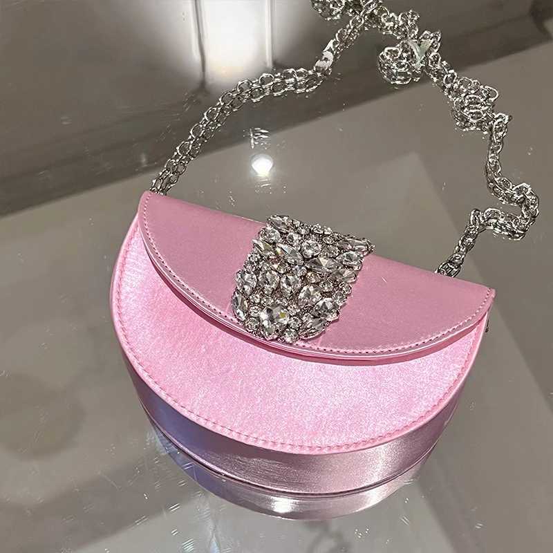 Women Glittering Crystal Satin Handbags Designer Diamond Pink Evening Diamonds Ring Clutch Purses Wedding Party Trendy Z250603