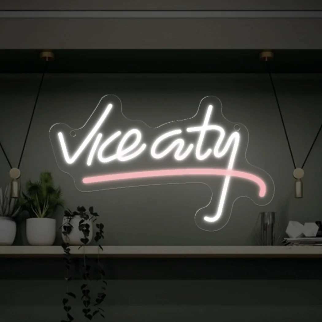Vice City Neon Sign LED Light for Bar Cafe Home Room Shop Club Hanging Wall Decoration Birthday Gift USB Powered Night Lamp XJ250602