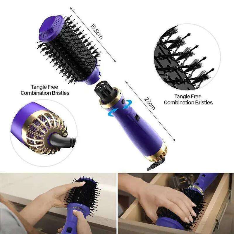 Hot Air Brush 1000W Hair Dryer Comb Electric Blower In1 Curling Iron One Step 3 Gears Roller and Straightener Styling Tool