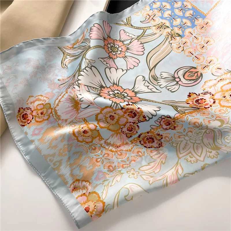 4 Colors Womens Flower Forest Decorative Imitation Silk Square Scarf 70cm Headband Shawl for Travel Versatile Stylish Accessory W250602