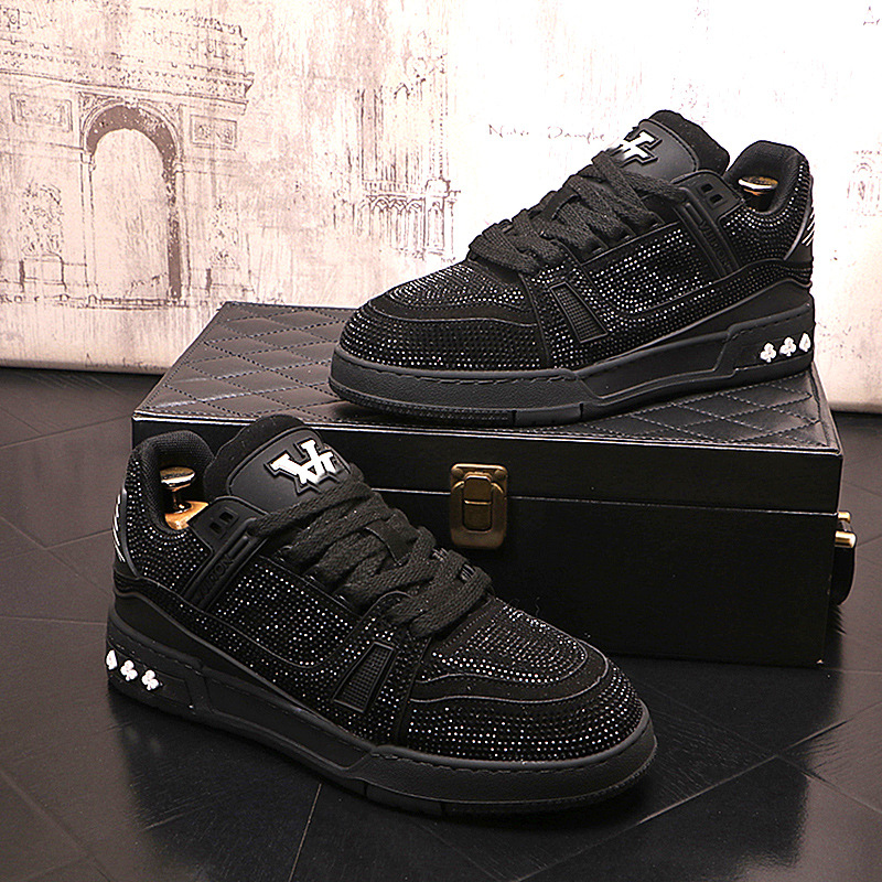 designer shoes 2025 Men's shoes trendy brand high - end sense rhinestone casual shoes design - oriented niche skate shoes fashionable and persona