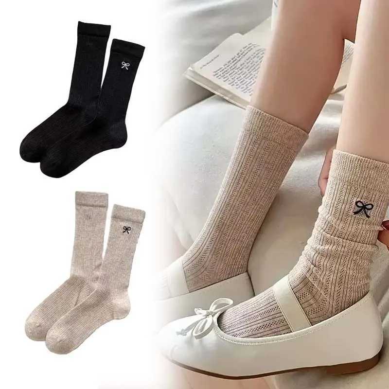 1-10Pairs Korean Style Breathable Socks Solid Color Bow Ankle Socks for Women Girls Spring Summer Kawaii Fashion Accessories T250602