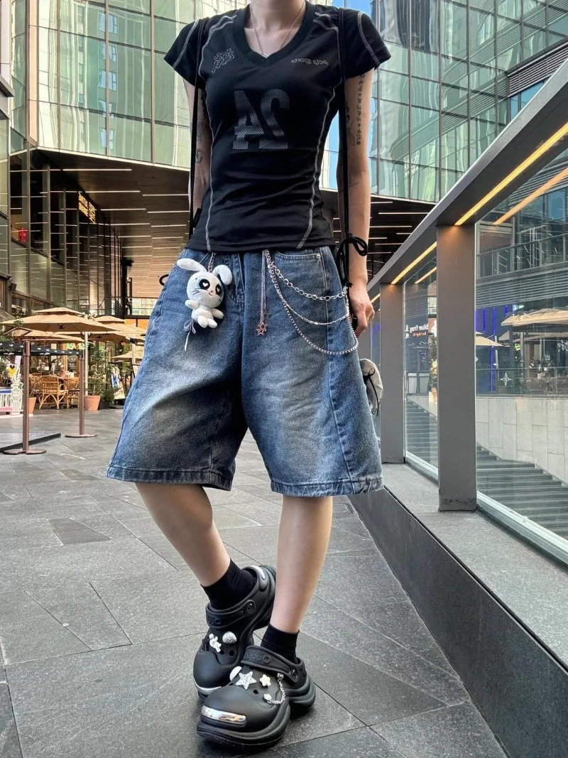 American Street Gothic Print Sports Short-sleeved T-shirt Women Y2K Retro Girl Stretch Slim Harajuku Fashion Casual Top 250529